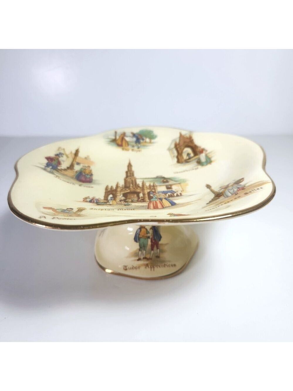 Royal Winton Pedestal Dish Grimwades England Old English Markets Bone China